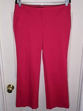 Vibrant Coral Red Straight Leg Ankle Trousers| Classic Career and Casual Chic